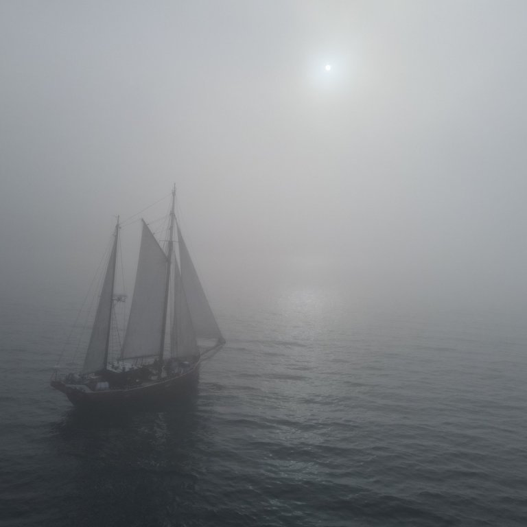 sailboat in the midst