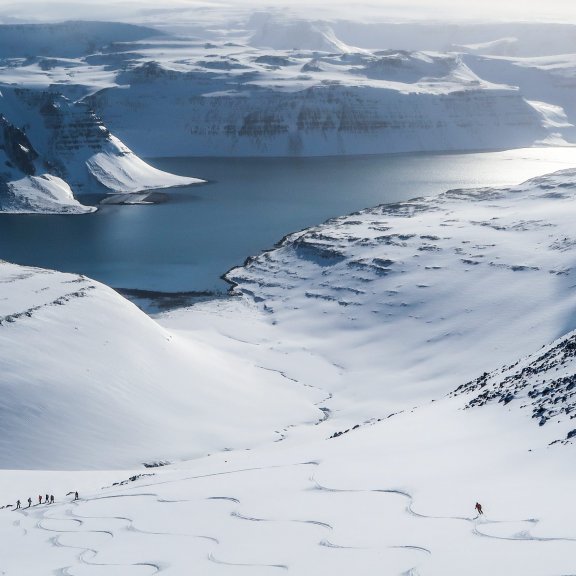 Enjoying some fresh track on the remote slopes of the Westfords.