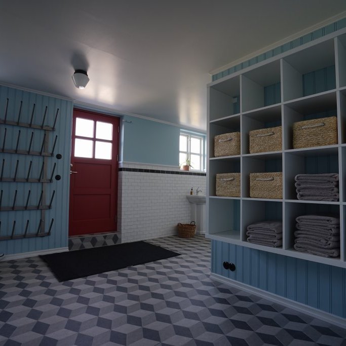 Lower level  gear area at Karlsa Lodge including boot dryer.