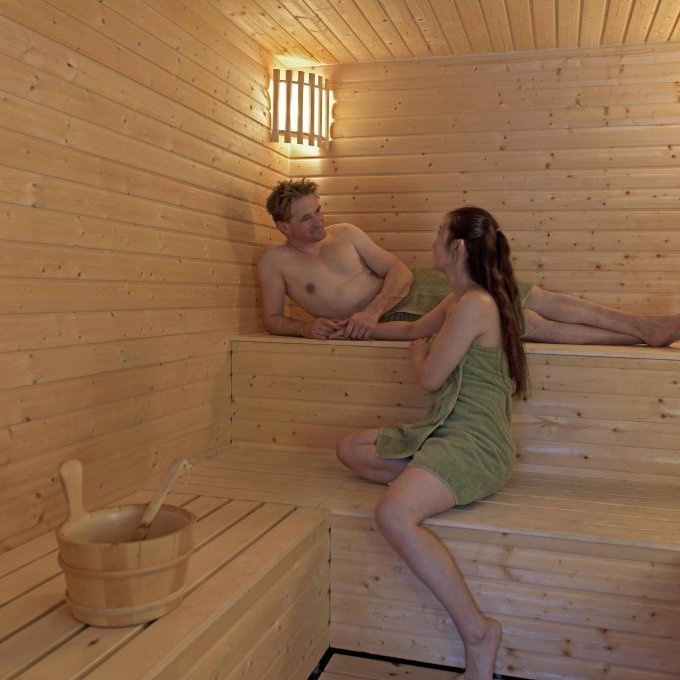 The sauna located in the Bathhouse is a great way to unwind after a day of adventure