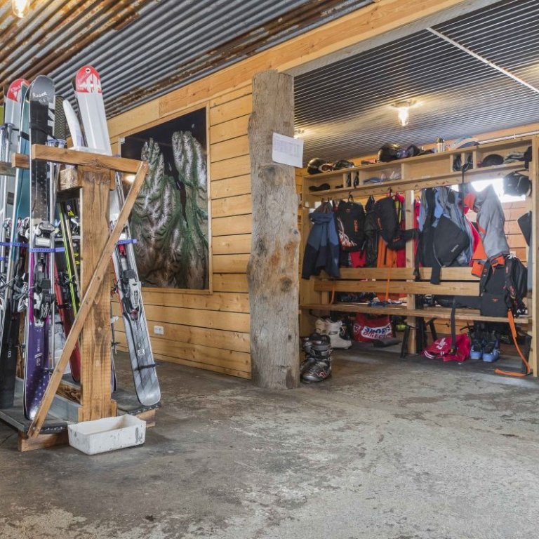 Gear storage area for guests